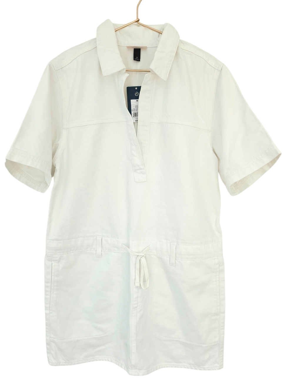 Universal Thread White Denim V-neck Tie Waist Mini Dress Medium NWT